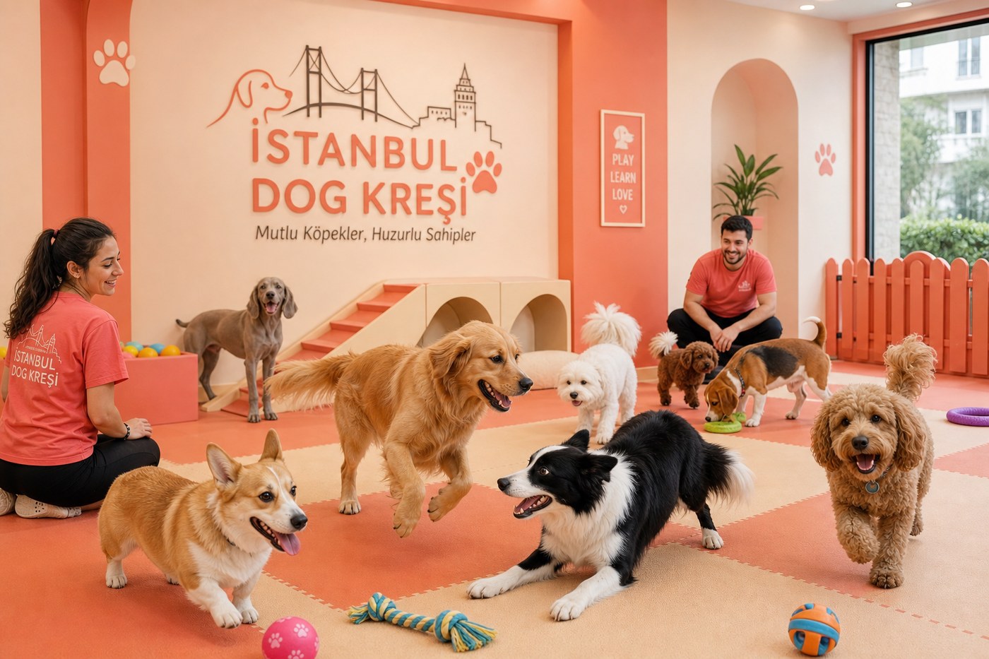 Köpek kreşi grup oyun alanı